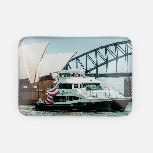 Cruise Sydney Crystal Rectangle Magnet Boat
